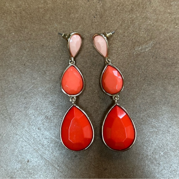 Colourful Three Tiered Drop Earrings - Picture 3 of 3